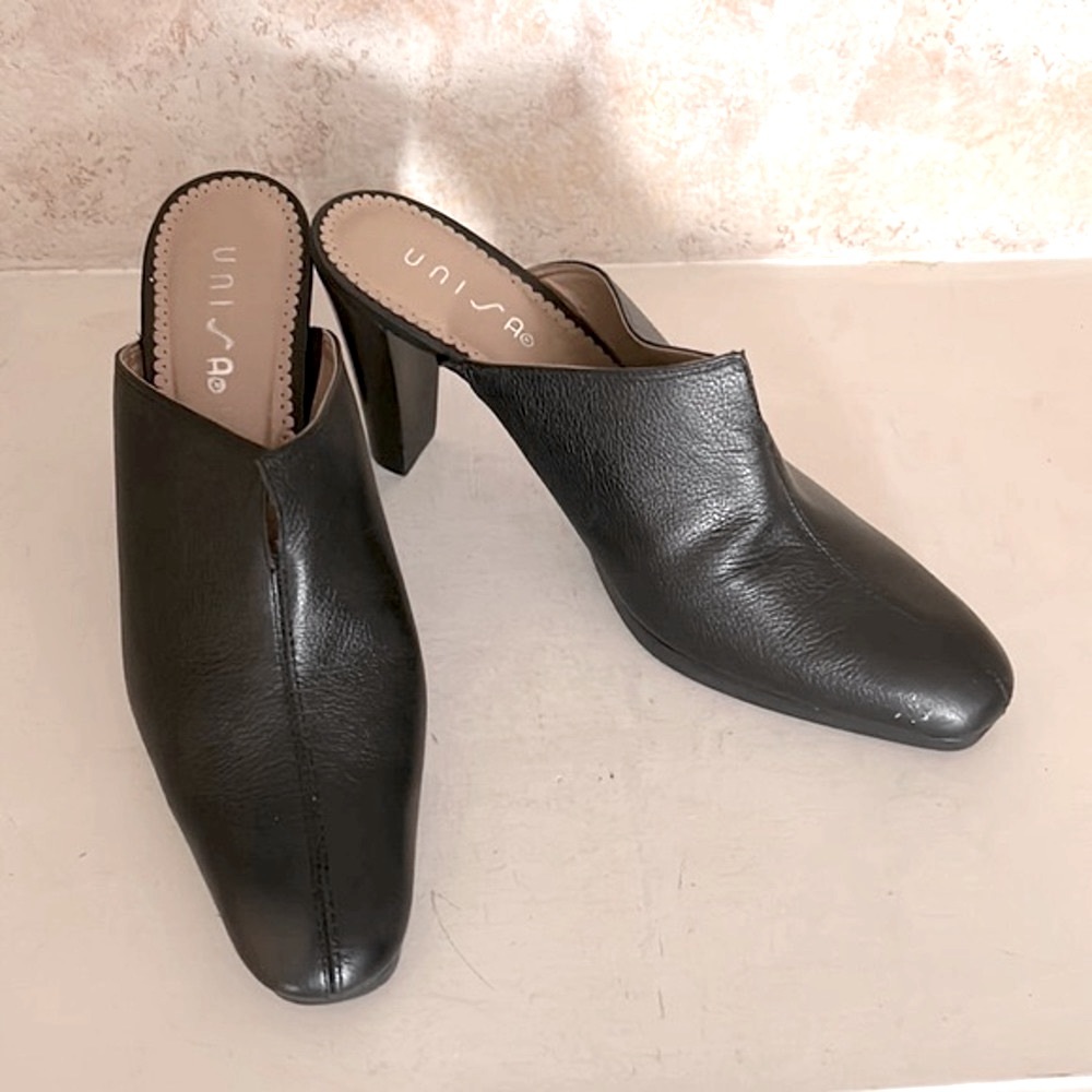 Unisa Black Mules Leather 8 Sultana Comfort Clogs